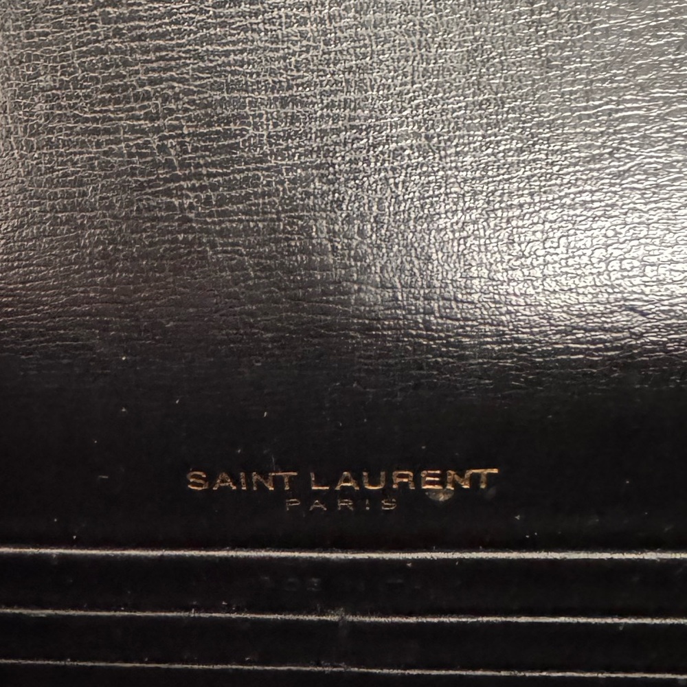 Saint Laurent Sunset Chain Wallet Black Calfskin YSL Monogram Crossbody Gold - Picture 2 of 5